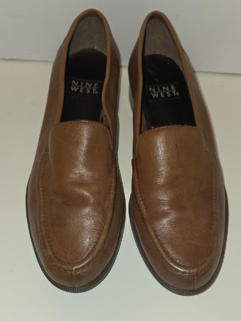 Men’s Nine West Brown Leather Loafers | Classic Slip-On Dress Shoes Size 10.5